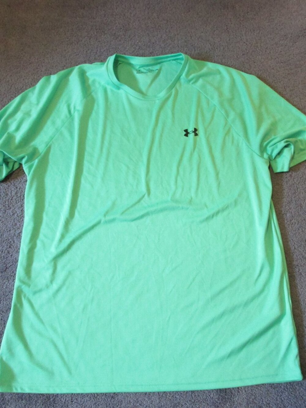 NWOT Under Armour Lose 2X Dark Mint Green Crew Neck S/S Poly Shirt